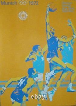 MUNICH 1972 OLYMPICS BASKETBALL A1 23x33.5 poster OTL AICHER art RARE VINTAGE