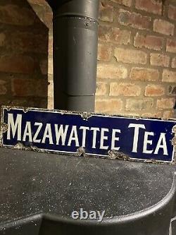 Mazawattee Tea Enamel Sign Original Old Rare Advertising Antique Vintage Kitchen
