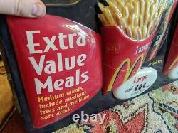 Mcdonald's Advertising Sign 3-d Extra Value Meals Super Size Fries Coke Vtg Rare