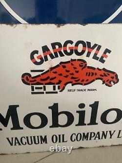 Mobil Vacuume Oil Company Gargoyle Advertise Sign Vintage Porcelain Enamel Rare
