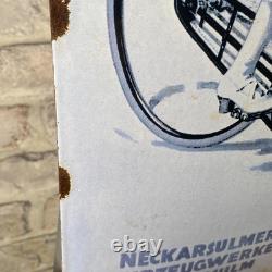 NSU Enamel Sign 19.7x14.6 (50x37cm) Rare Vintage Collector Bike Porcelain Decor