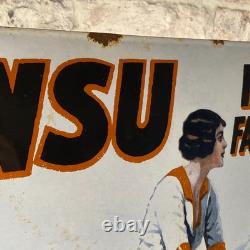 NSU Enamel Sign 19.7x14.6 (50x37cm) Rare Vintage Collector Bike Porcelain Decor