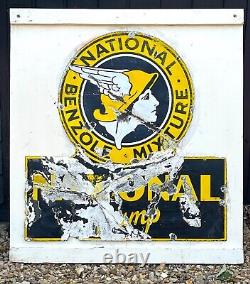 National Benzole Mixture Shaped National Pump 1930's Rare Original Enamel Sign