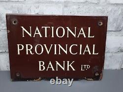 National Provincial Bank Metal enamal sign, rare, vintage 1890