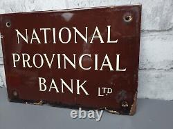 National Provincial Bank Metal enamal sign, rare, vintage 1890