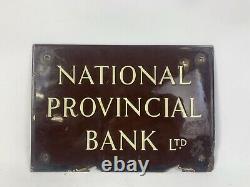 National Provincial Bank Very Rare Enamel Street Sign Vintage Genuine Article