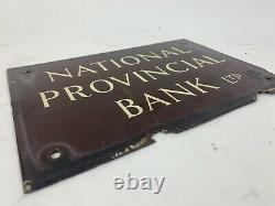 National Provincial Bank Very Rare Enamel Street Sign Vintage Genuine Article