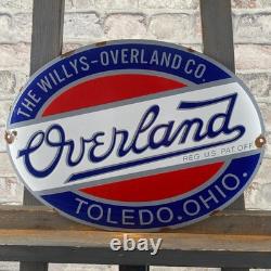 OVERLAND Enamel Sign 15.7x11.8 (40x30cm) Rare Nice Vintage Garage Service Decor