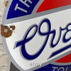 OVERLAND Enamel Sign 15.7x11.8 (40x30cm) Rare Nice Vintage Garage Service Decor