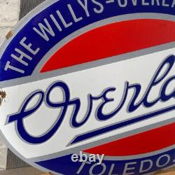 OVERLAND Enamel Sign 15.7x11.8 (40x30cm) Rare Nice Vintage Garage Service Decor