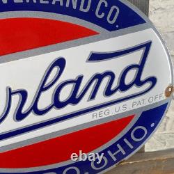 OVERLAND Enamel Sign 15.7x11.8 (40x30cm) Rare Nice Vintage Garage Service Decor