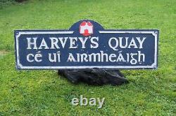 Obsolete, Vintage Irish STREET sign HARVEY'S QUAY LIMERICK CITY -very rare