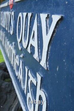 Obsolete, Vintage Irish STREET sign HARVEY'S QUAY LIMERICK CITY -very rare