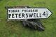 Obsolete, Vintage salvage Irish road sign PETERSWELL CO GALWAY, RARE