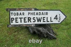 Obsolete, Vintage salvage Irish road sign PETERSWELL CO GALWAY, RARE