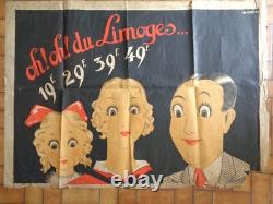 Oh Limoges Rare Vintage Advertising Poster Porcelain