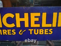 Old Original Michelin Tubes And Tires Logo Vintage Porcelain Enamel Sign Rare