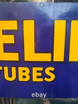 Old Original Michelin Tubes And Tires Logo Vintage Porcelain Enamel Sign Rare