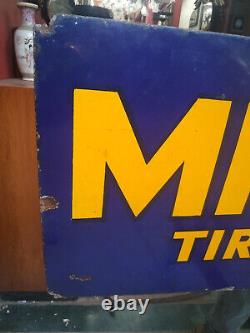 Old Original Michelin Tubes And Tires Logo Vintage Porcelain Enamel Sign Rare