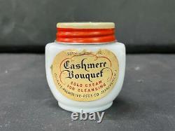 Old Vintage Antique Rare Cashmere Bouquet Cold Cream Milk Glass Jar Pot, U. S. A