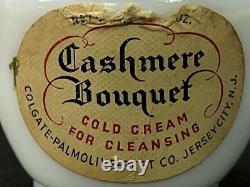Old Vintage Antique Rare Cashmere Bouquet Cold Cream Milk Glass Jar Pot, U. S. A