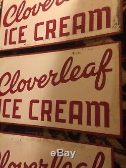 Old Vintage Cloverleaf Ice Cream Metal Sign Rare Original