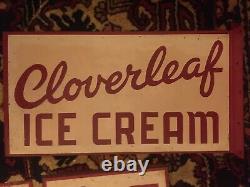 Old Vintage Cloverleaf Ice Cream Metal Sign Rare Original