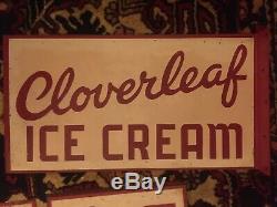 Old Vintage Cloverleaf Ice Cream Metal Sign Rare Original