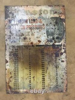 Old Vintage Rare Handmade Firestone Truck & Bus Tyres Rustic Adv. Tin Sign Board
