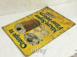 Old Vintage Rare Handmade Mico Super Filter Inserts Adv. Tin Sign Board