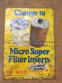 Old Vintage Rare Handmade Mico Super Filter Inserts Adv. Tin Sign Board