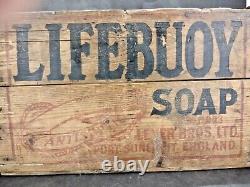 Old Vintage Rare Lifebuoy Soap Adv. Wooden Storage Box / Crate, England