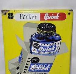 Old Vintage Rare Parker Quink Pen Ink Porcelain Enamel Advertising Sign Board