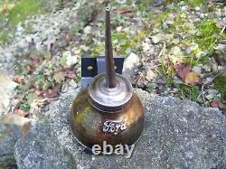 Old rare Original Ford motor co. Oil can w mount bracket under hood auto vintage