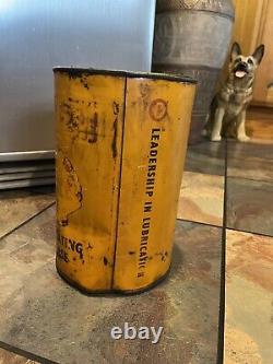 Old shell oil can grease tin vintage advertising rare