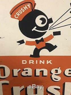 Orange Crush Crushy Tin Sign Vintage Rare