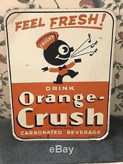 Orange Crush Crushy Tin Sign Vintage Rare