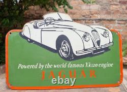 Original 1930's Old Vintage Rare Jaguar Car Ad. Porcelain Enamel Sign Board