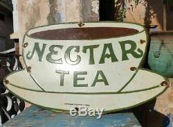 Original 1940's Old Vintage Rare Nectar Tea Porcelain Enamel Sign Board, LONDON