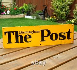 Original Enamel Sign The Birmingham Post, Rare Stunning Newspaper News Shop Sign