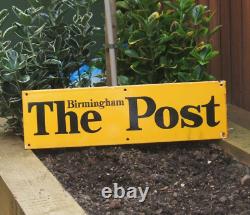 Original Enamel Sign The Birmingham Post, Rare Stunning Newspaper News Shop Sign
