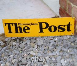 Original Enamel Sign The Birmingham Post, Rare Stunning Newspaper News Shop Sign