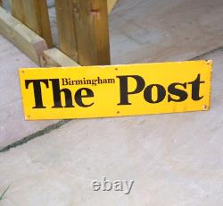 Original Enamel Sign The Birmingham Post, Rare Stunning Newspaper News Shop Sign