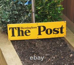 Original Enamel Sign The Birmingham Post, Rare Stunning Newspaper News Shop Sign