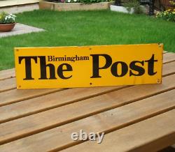 Original Enamel Sign The Birmingham Post, Rare Stunning Newspaper News Shop Sign