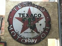 Original Motoring Enamel Sign Texaco Motor Oil American Advertising Rare