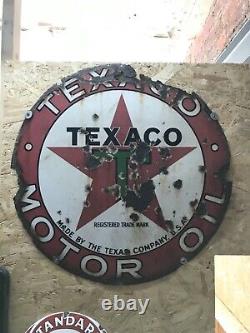 Original Motoring Enamel Sign Texaco Motor Oil American Advertising Rare