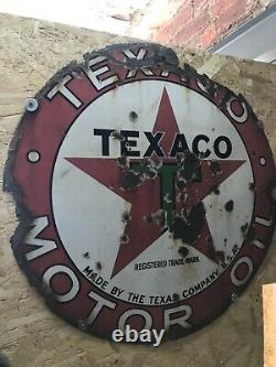 Original Motoring Enamel Sign Texaco Motor Oil American Advertising Rare