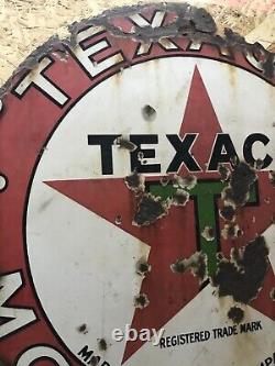 Original Motoring Enamel Sign Texaco Motor Oil American Advertising Rare