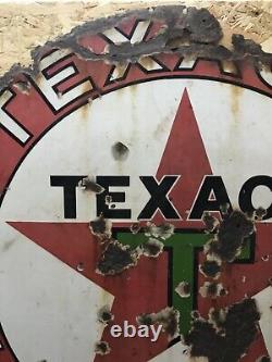 Original Motoring Enamel Sign Texaco Motor Oil American Advertising Rare